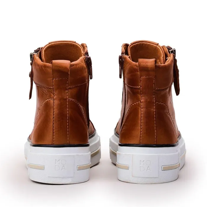 Women Moda In Pelle HighTop Trainers Annaken Tan Leather