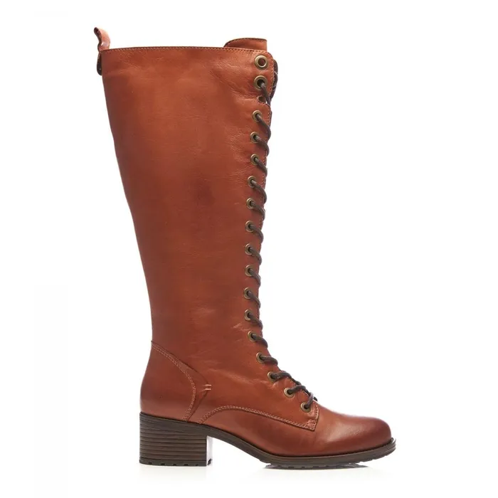 Women Moda In Pelle Knee High Boots Hailey Tan Leather