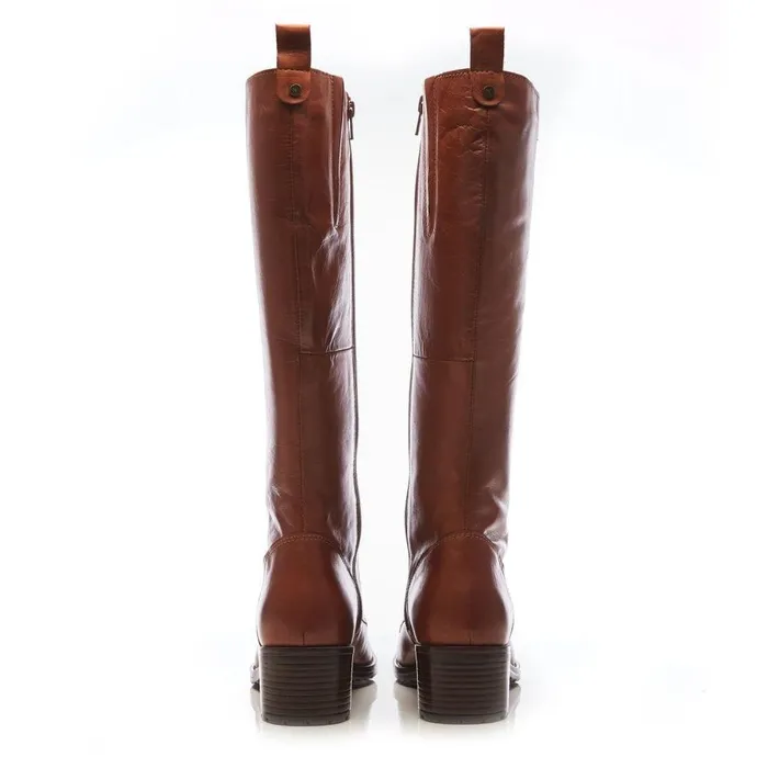Women Moda In Pelle Knee High Boots Hailey Tan Leather