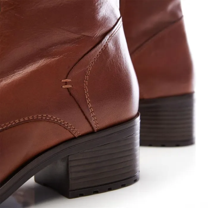 Women Moda In Pelle Knee High Boots Hailey Tan Leather