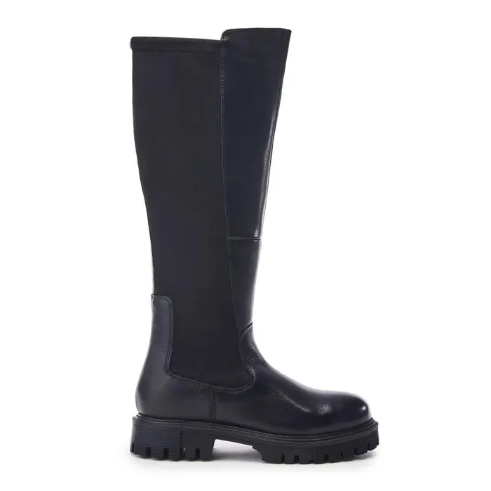 Women Moda In Pelle Knee High Boots Palapi Black Leather