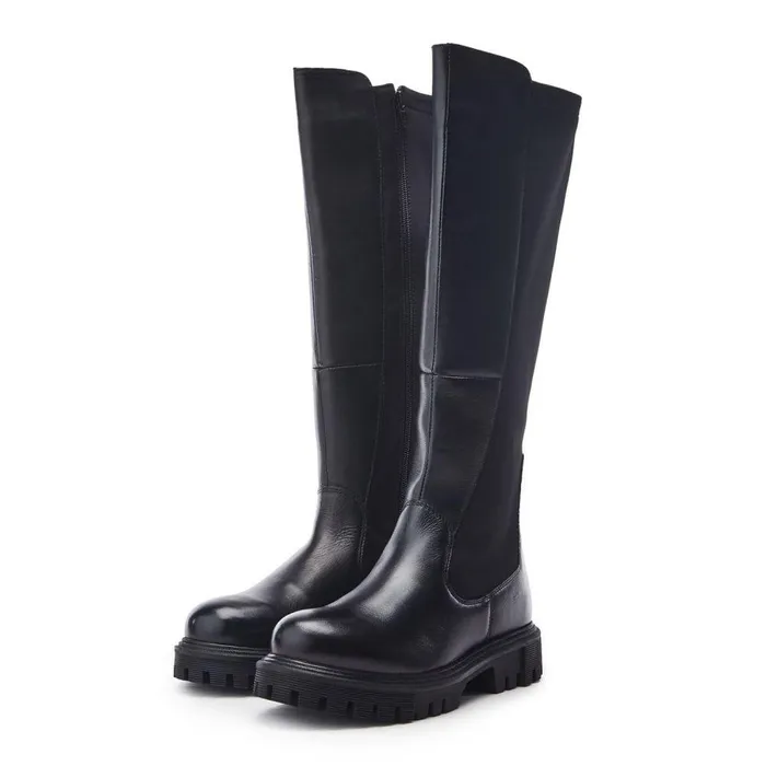 Women Moda In Pelle Knee High Boots Palapi Black Leather