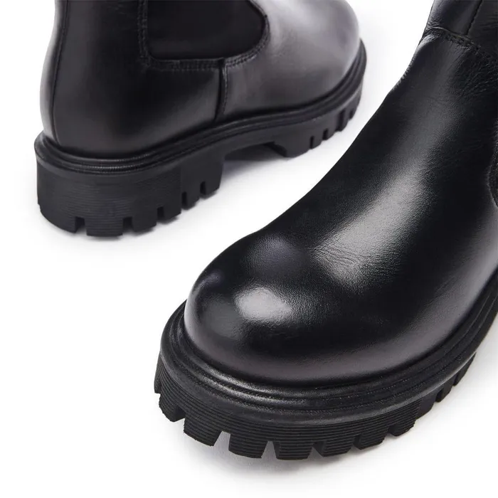 Women Moda In Pelle Knee High Boots Palapi Black Leather