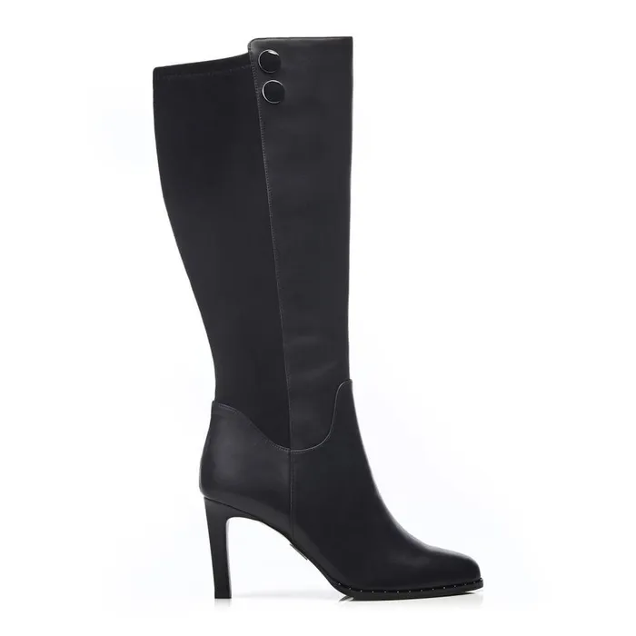 Women Moda In Pelle Knee High Boots Salanda Black Leather
