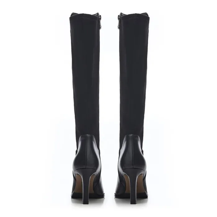 Women Moda In Pelle Knee High Boots Salanda Black Leather