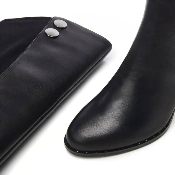 Women Moda In Pelle Knee High Boots Salanda Black Leather