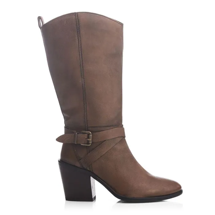 Women Moda In Pelle Knee High Boots Serana Taupe Leather
