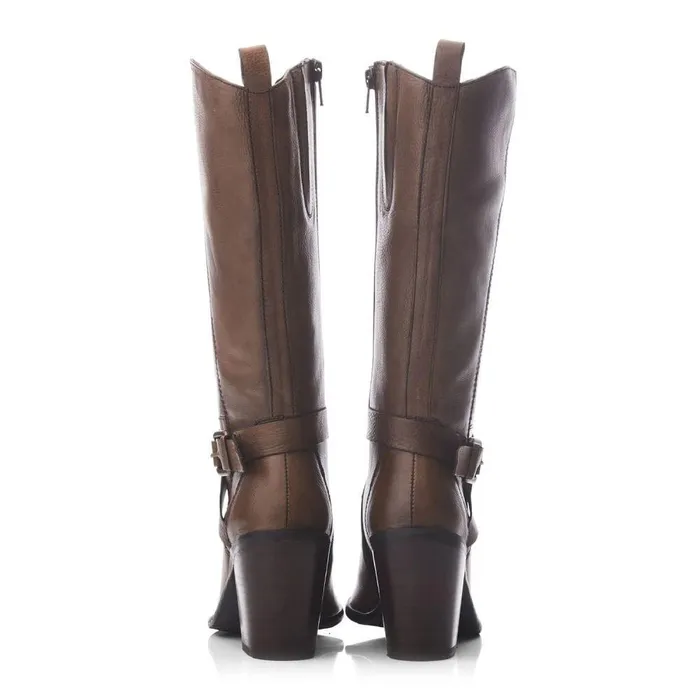 Women Moda In Pelle Knee High Boots Serana Taupe Leather
