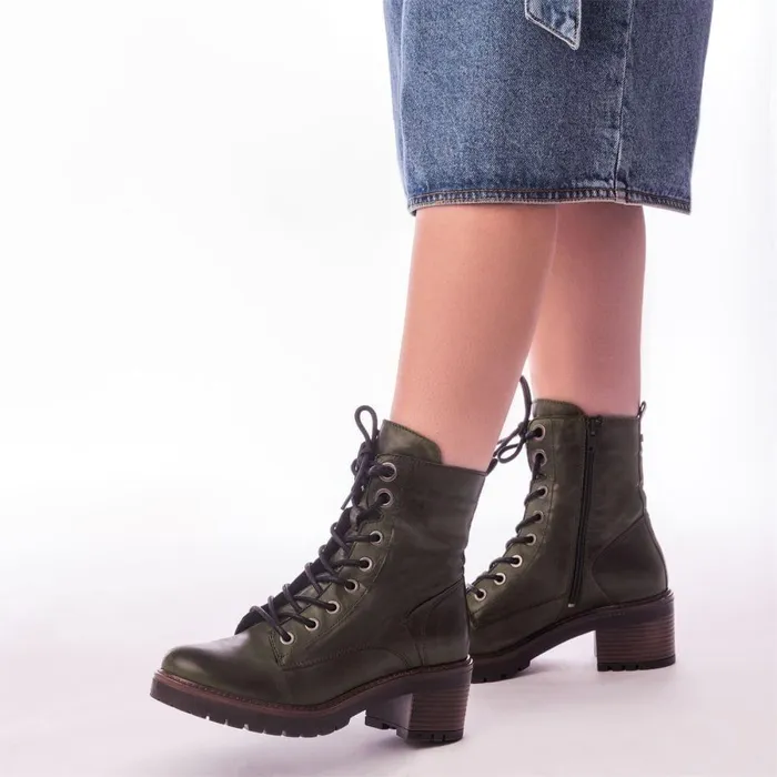 Women Moda In Pelle MidCalf Boots Bellzie Green Leather