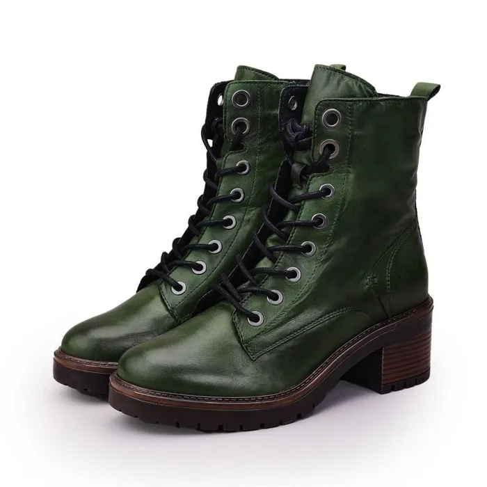 Women Moda In Pelle MidCalf Boots Bellzie Green Leather