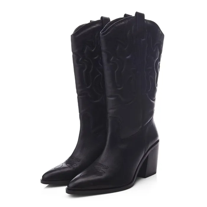 Women Moda In Pelle MidCalf Boots Leahannie Black Leather
