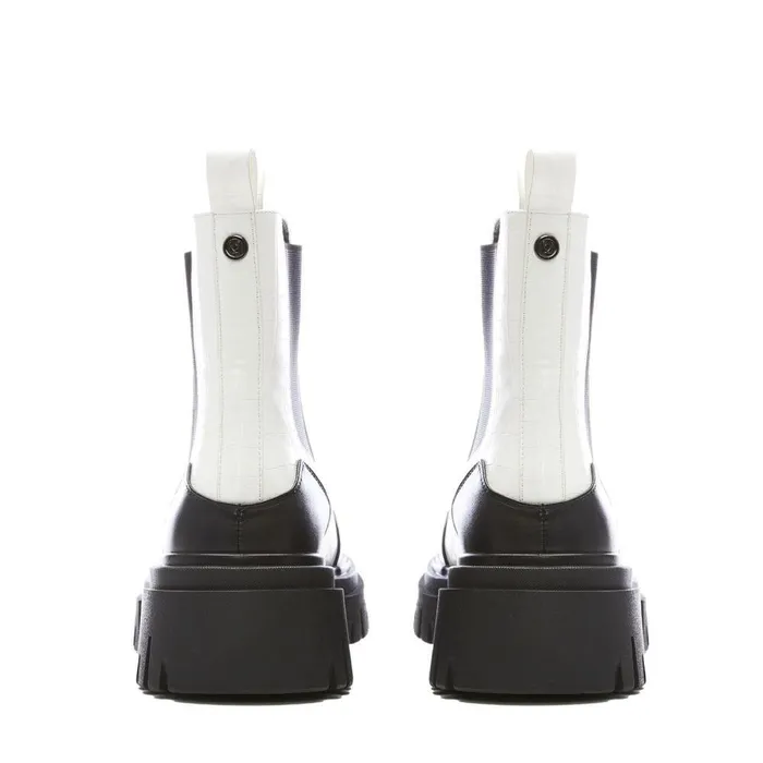 Women Moda In Pelle MidCalf Boots M By Moda Berra White Patent Mocc Croc