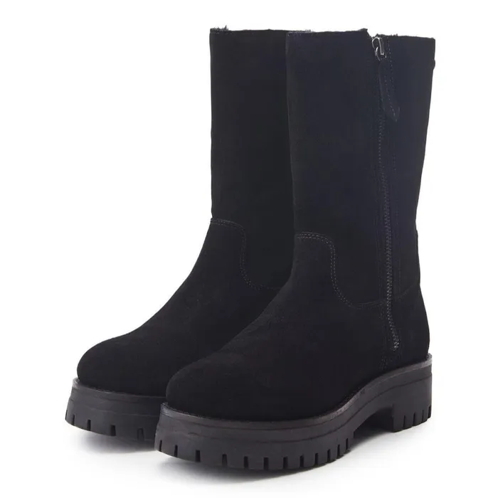 Women Moda In Pelle MidCalf Boots Picenza Black Suede