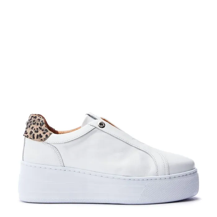 Women Moda In Pelle Platform Trainers Aneeba White Leather