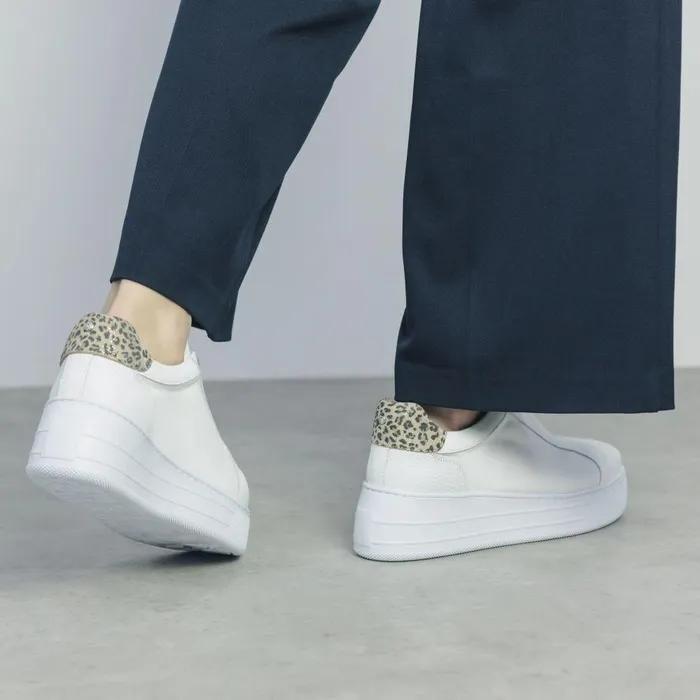 Women Moda In Pelle Platform Trainers Aneeba White Leather