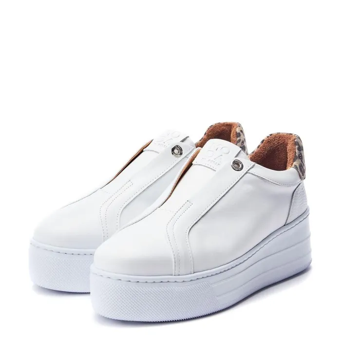 Women Moda In Pelle Platform Trainers Aneeba White Leather