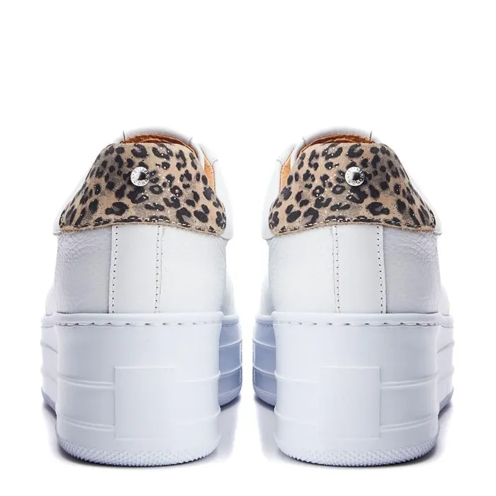 Women Moda In Pelle Platform Trainers Aneeba White Leather