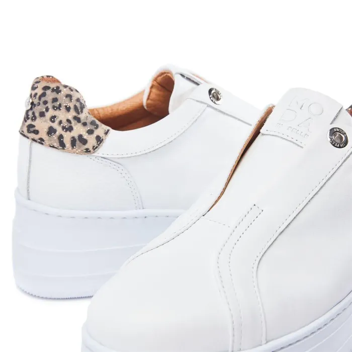 Women Moda In Pelle Platform Trainers Aneeba White Leather