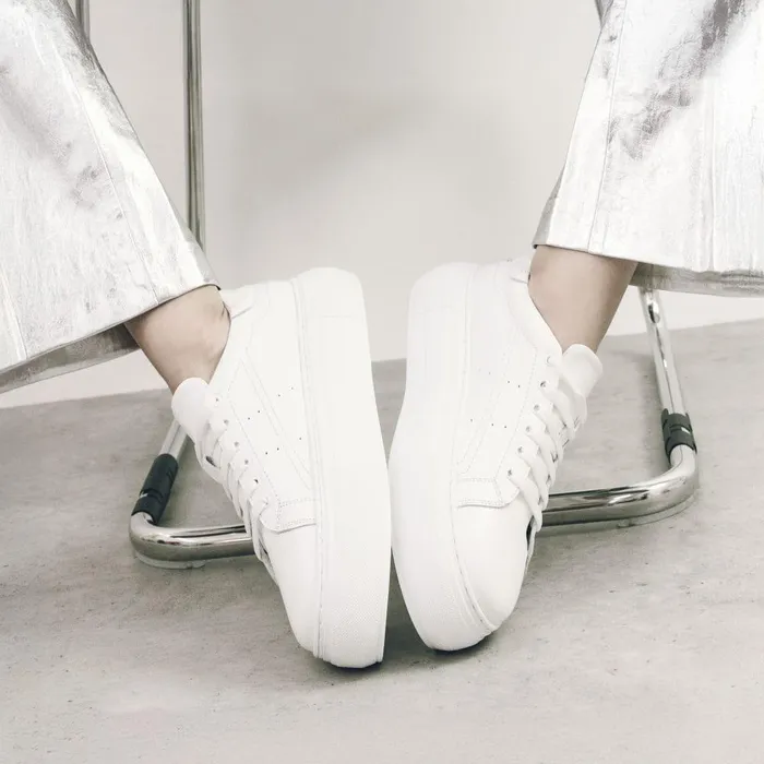Women Moda In Pelle Platform Trainers Bsoleful BKendri White Leather