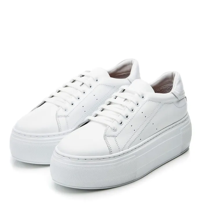 Women Moda In Pelle Platform Trainers Bsoleful BKendri White Leather