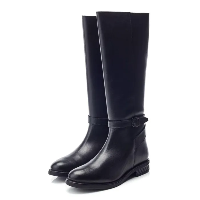 Women Moda In Pelle Riding And Flat Boots Bsoleful BDublin Black Leather