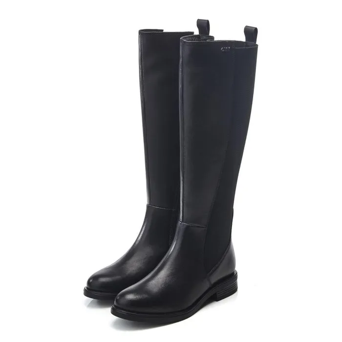 Women Moda In Pelle Riding And Flat Boots Bsoleful BTali Black Leather