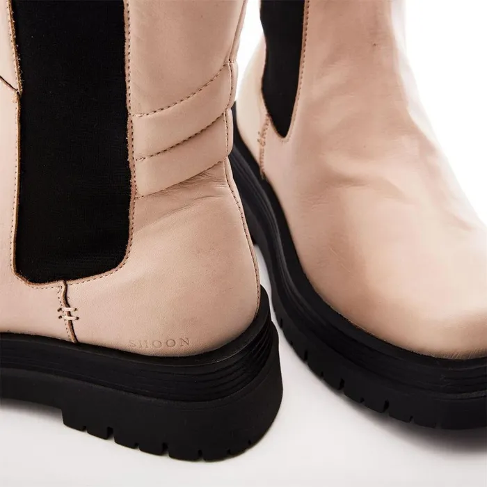 Women Moda In Pelle Riding And Flat Boots Shoon Sh Idoma Cream Leather