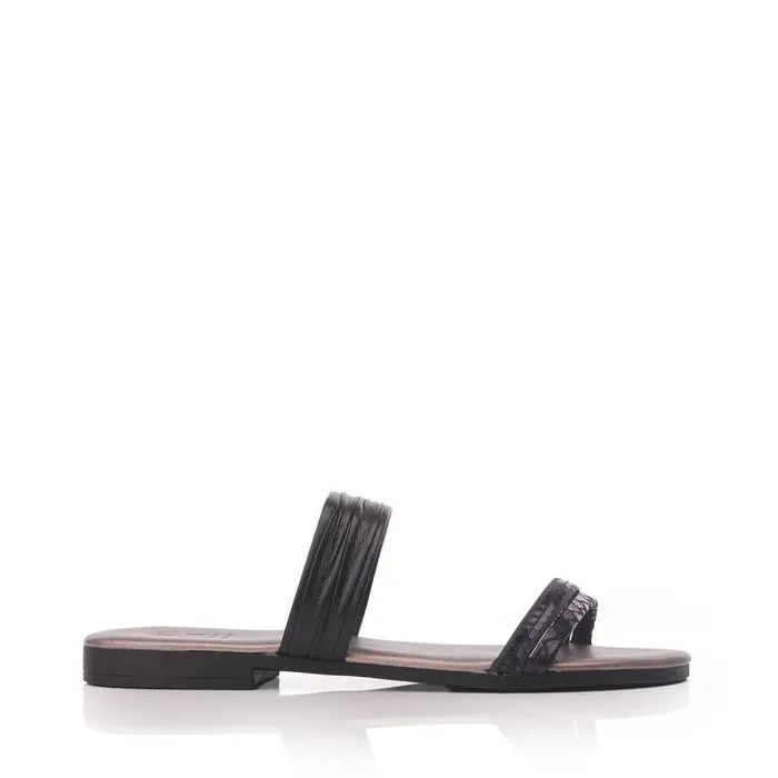 Women Moda In Pelle Slider Sandals Lari Black Leather