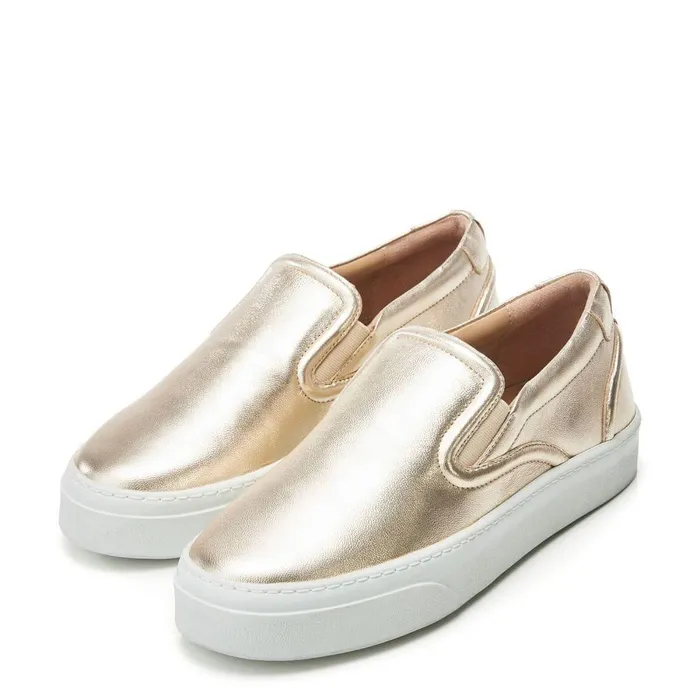 Women Moda In Pelle SlipOn Trainers Adreenia Gold Leather