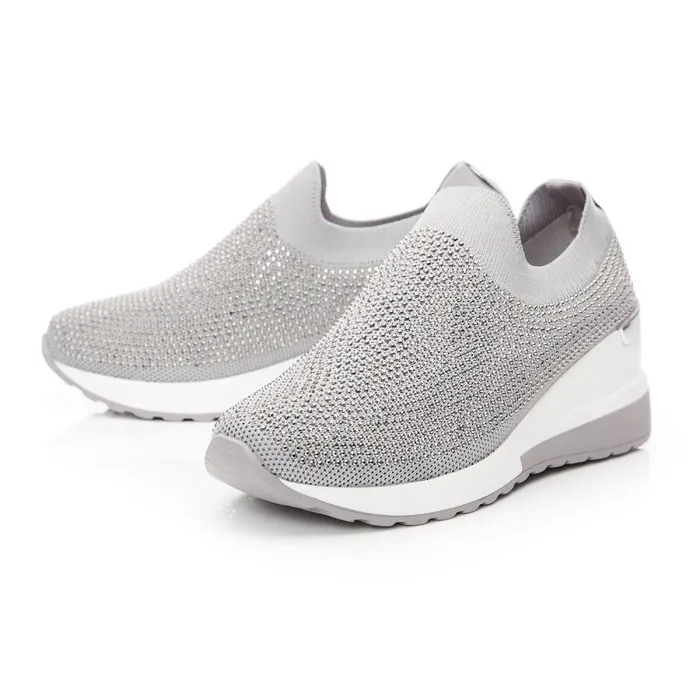 Women Moda In Pelle SlipOn Trainers Arolia Grey Textile