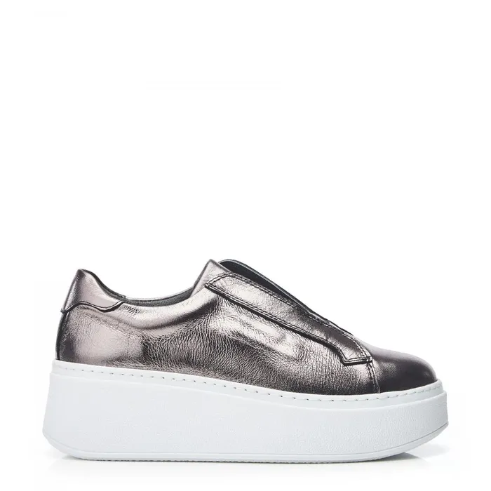 Women Moda In Pelle SlipOn Trainers Bsoleful BAxell Pewter Leather