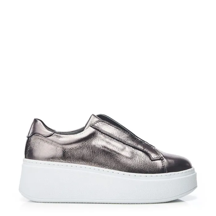 Women Moda In Pelle SlipOn Trainers Bsoleful BAxell Pewter Leather