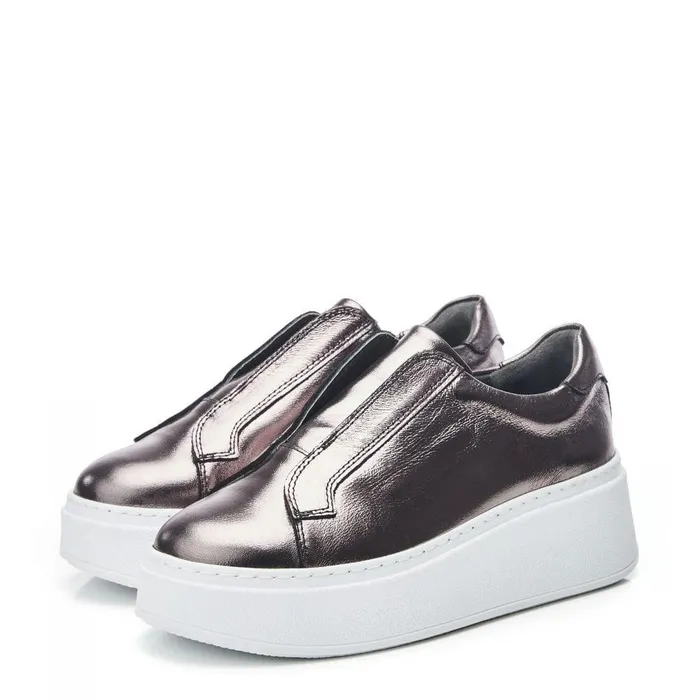 Women Moda In Pelle SlipOn Trainers Bsoleful BAxell Pewter Leather
