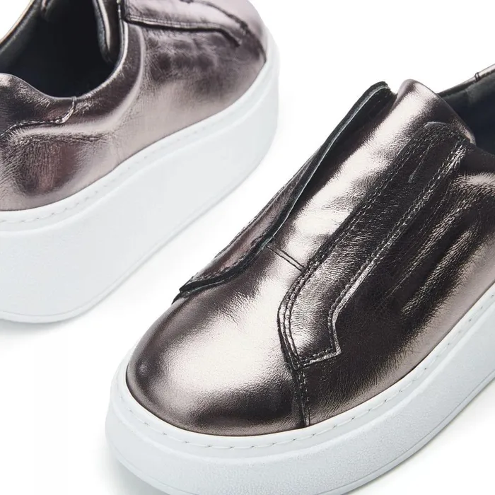 Women Moda In Pelle SlipOn Trainers Bsoleful BAxell Pewter Leather