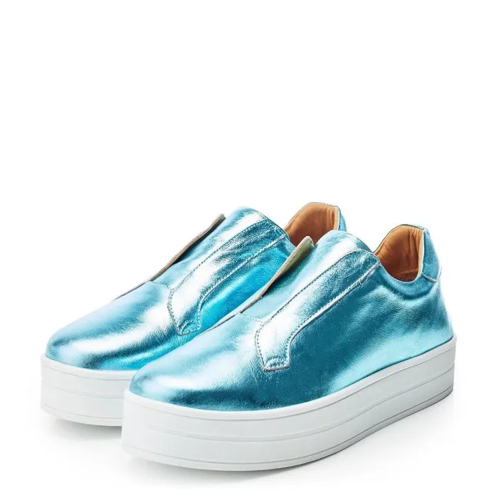 Women Moda In Pelle SlipOn Trainers Bsoleful BBath Turquoise Leather