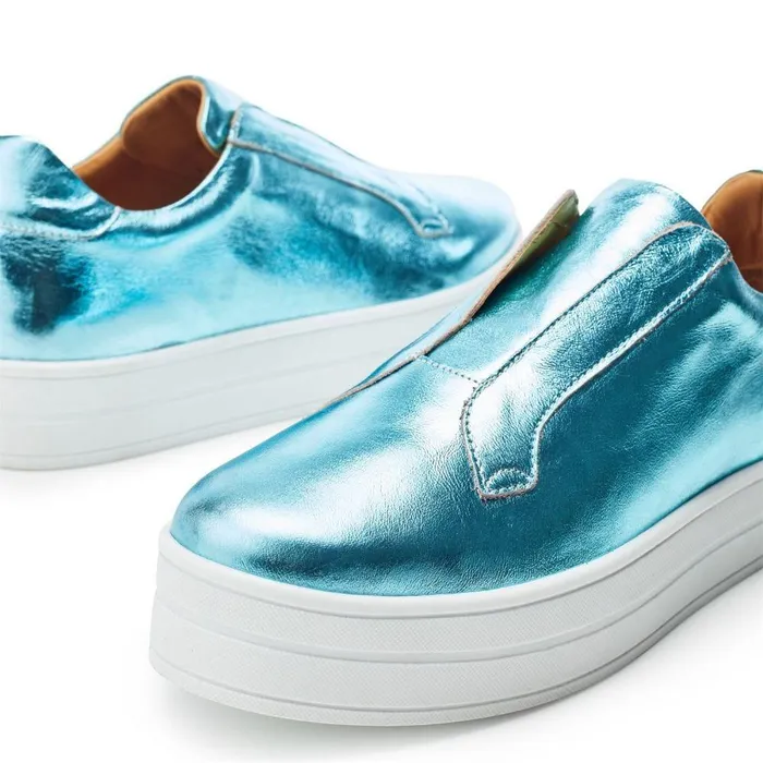 Women Moda In Pelle SlipOn Trainers Bsoleful BBath Turquoise Leather