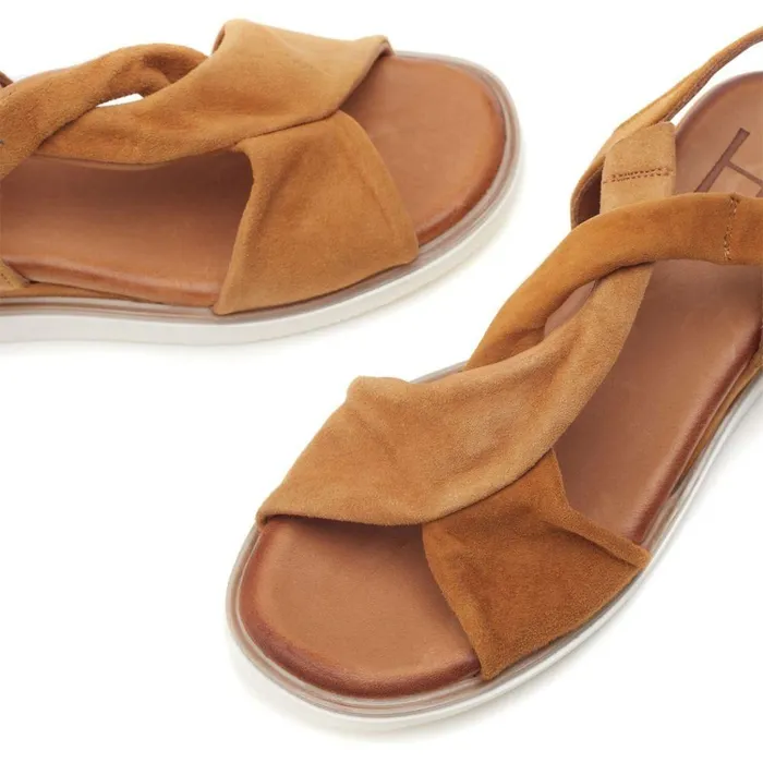 Women Moda In Pelle Wedge Sandals Bsoleful BBrie Tan Suede
