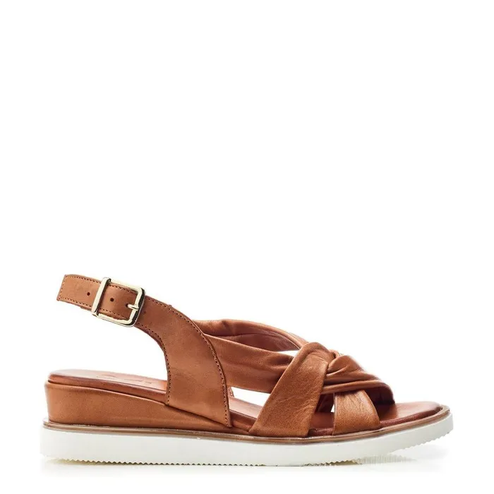 Women Moda In Pelle Wedge Sandals Fradel Tan Leather