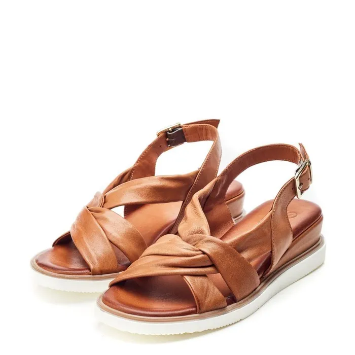 Women Moda In Pelle Wedge Sandals Fradel Tan Leather