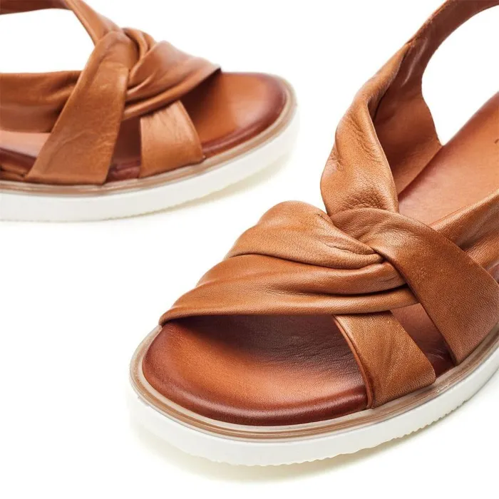 Women Moda In Pelle Wedge Sandals Fradel Tan Leather