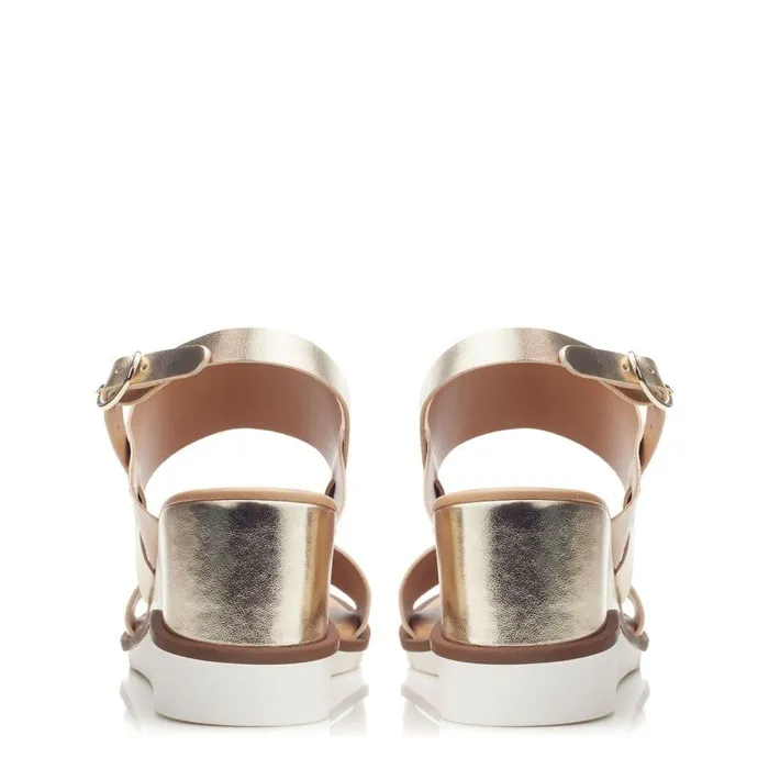 Women Moda In Pelle Wedge Sandals Nevvara Champagne Leather