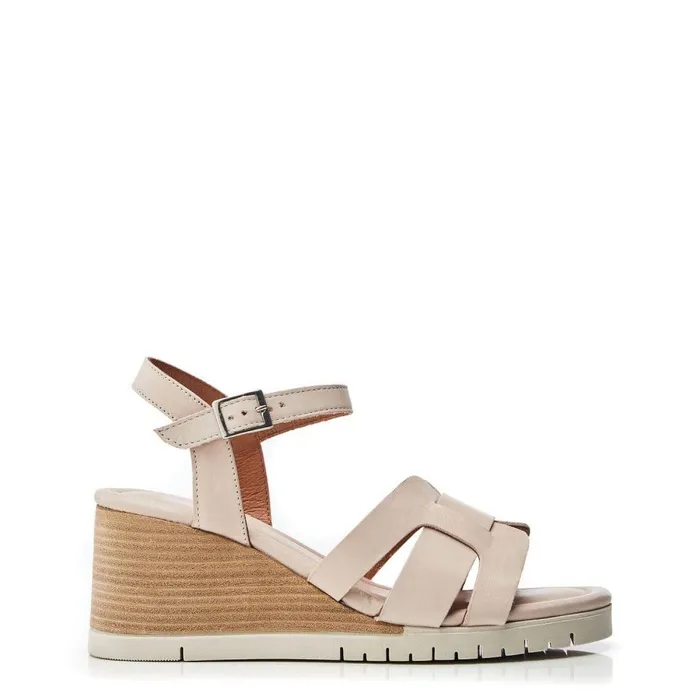Women Moda In Pelle Wedge Sandals Pedie Off White Leather