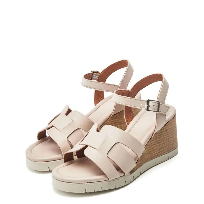 Women Moda In Pelle Wedge Sandals Pedie Off White Leather