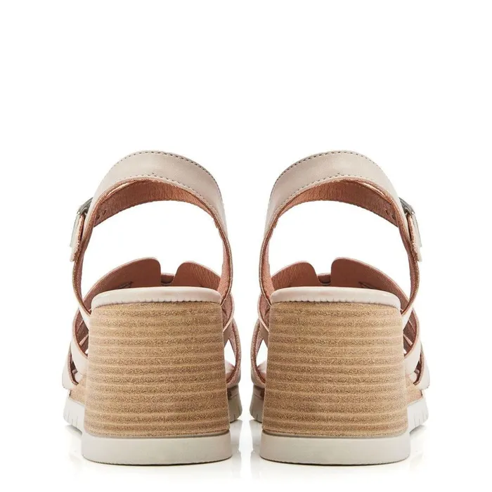 Women Moda In Pelle Wedge Sandals Pedie Off White Leather