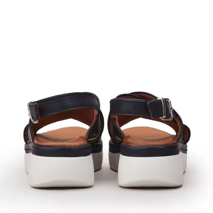 Women Moda In Pelle Wedge Sandals Piami Navy Leather