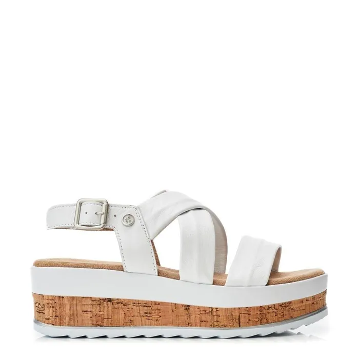 Women Moda In Pelle Wedge Sandals Romani White Leather
