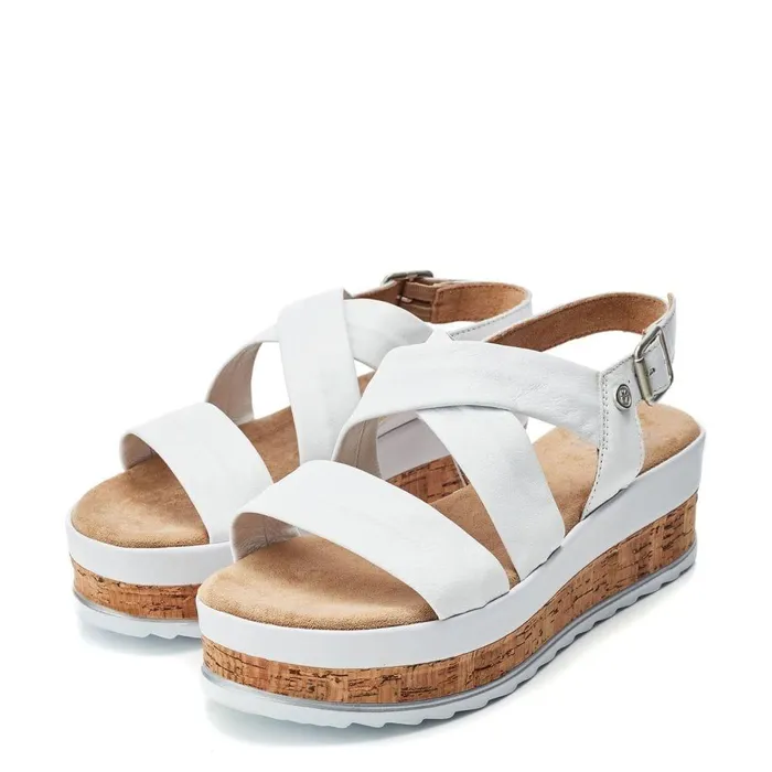 Women Moda In Pelle Wedge Sandals Romani White Leather