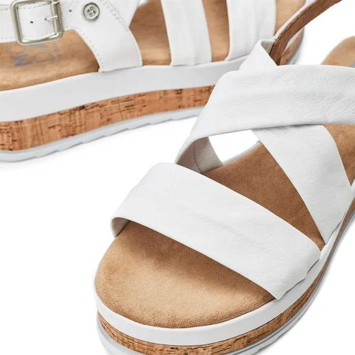Women Moda In Pelle Wedge Sandals Romani White Leather