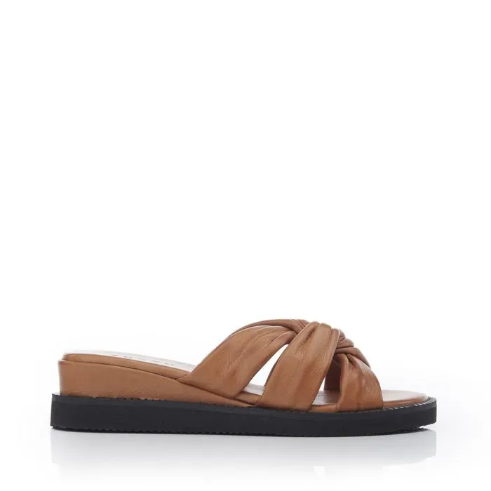 Women Moda In Pelle Wedge Sandals Shoon Sh Ikarus Tan Leather