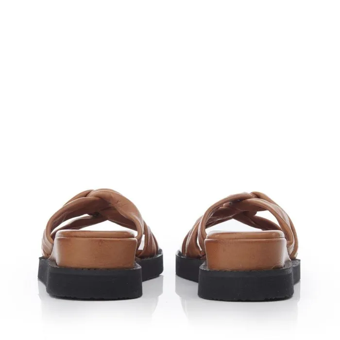 Women Moda In Pelle Wedge Sandals Shoon Sh Ikarus Tan Leather